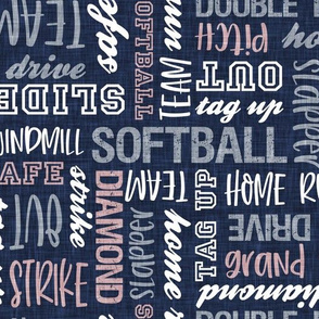 all things softball - softball typography - multi on blue - LAD20
