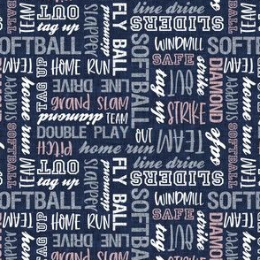 (small scale) all things softball - softball typography - multi on blue - LAD20