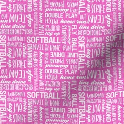 (small scale) all things softball - softball typography - hot pink - LAD20