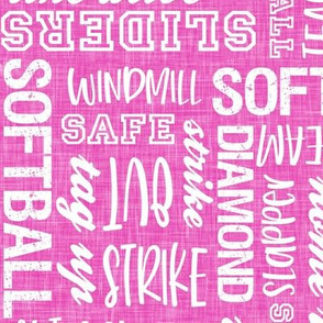 all things softball - softball typography - hot pink - LAD20