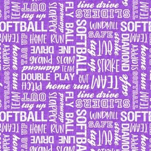 (small scale) all things softball - softball typography - bright purple - LAD20