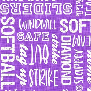 all things softball - softball typography - bright purple - LAD20