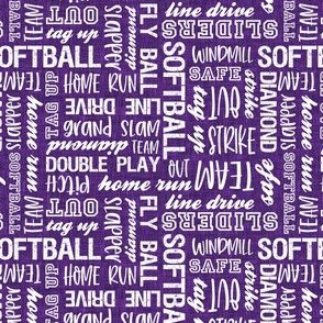 (small scale) all things softball - softball typography - purple - LAD20