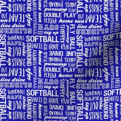 (small scale) all things softball - softball typography - blue - LAD20