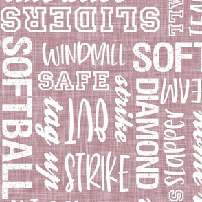 all things softball - softball typography - mauve - LAD20