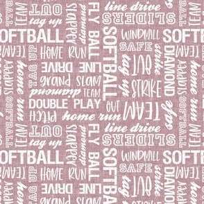 (small scale) all things softball - softball typography - mauve - LAD20
