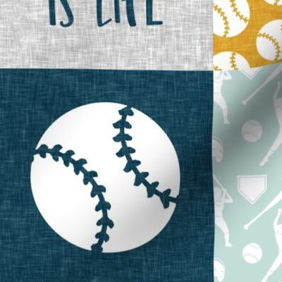 Softball is life - Softball wholecloth - patchwork sports - multi colored pink and blue - LAD20