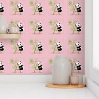 The letter A and Panda, pink background
