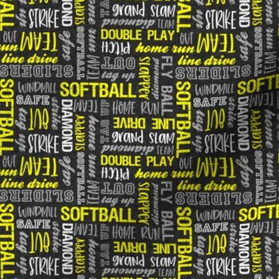(small scale) all things softball - softball typography - multi - yellow and grey  - LAD20