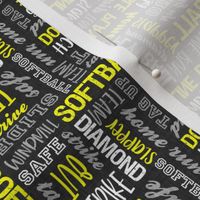 (small scale) all things softball - softball typography - multi - yellow and grey  - LAD20