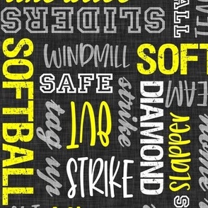 all things softball - softball typography - multi - yellow and grey  - LAD20