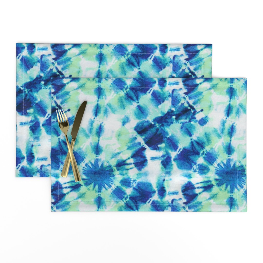 Ink Splat Indigo and Green Tie Dye