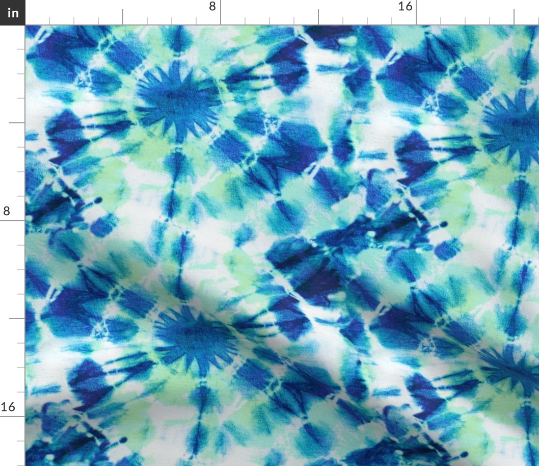 Ink Splat Indigo and Green Tie Dye