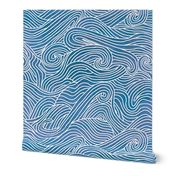 Tumbling ocean waves - medium blue