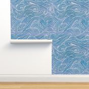 Tumbling ocean waves - medium blue