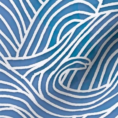 Tumbling ocean waves - medium blue