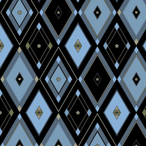 Geometric Diamonds - Glory (blue and black 1, large scale)