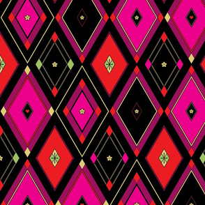 Geometric Diamonds - Glory (fuschia, red, black, large scale)