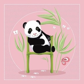 The letter H and Panda, pink background