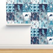 Ocean Cheater Quilt Wholecloth Blue