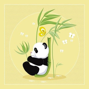 The letter J and Panda, yellow background