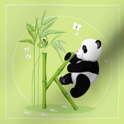 The letter K and Panda, green background