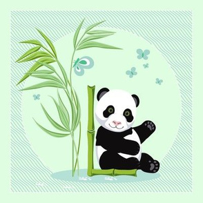 The letter L and Panda, light green background