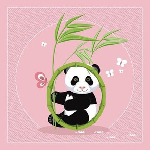 The letter O and Panda, pink background