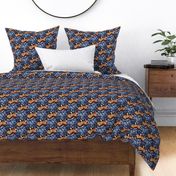 Spring Rabbit Pair - on navy blue