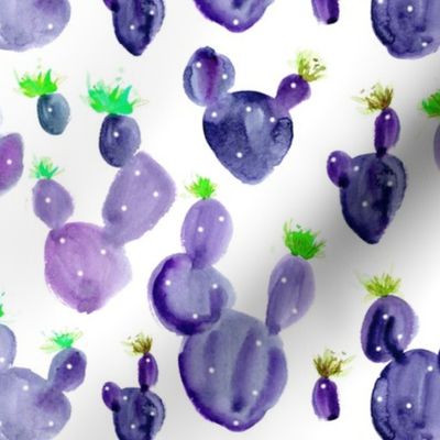 Purple royal cacti - watercolor cactus pattern for modern home decor, bedding, nursery