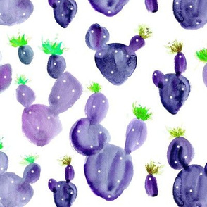 Purple royal cacti - watercolor cactus pattern for modern home decor, bedding, nursery