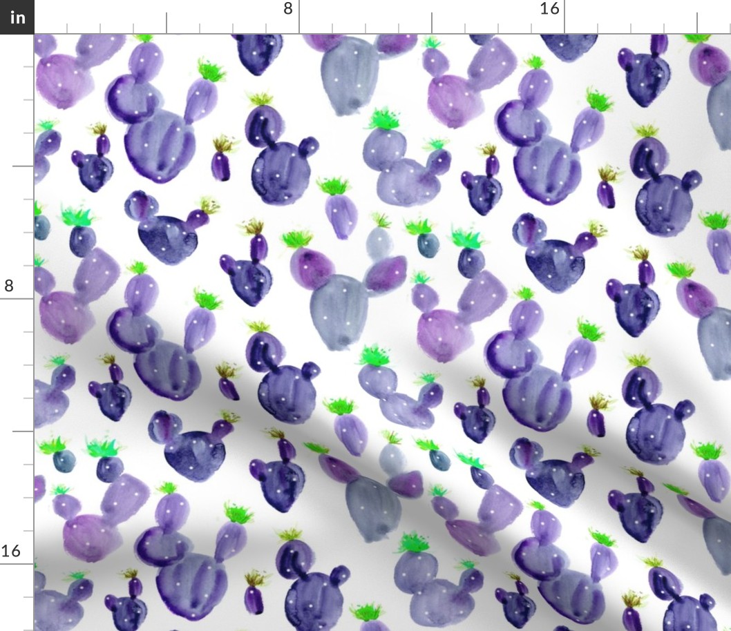 Purple royal cacti - watercolor cactus pattern for modern home decor, bedding, nursery