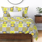Softball Mom - Softball wholecloth - patchwork sports - yellow and grey (90) - LAD20