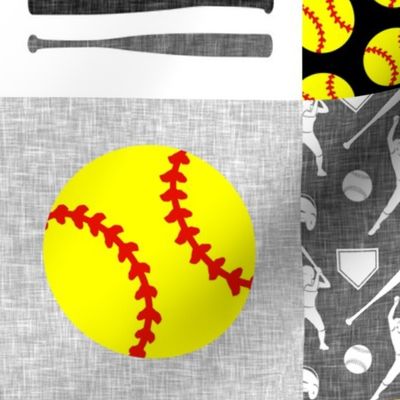 Softball patchwork - fastpitch  wholecloth - sports - black and yellow - LAD20