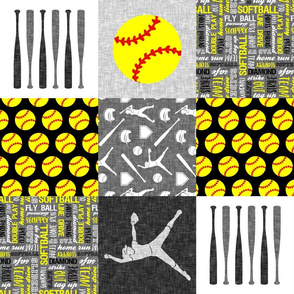 Softball patchwork - fastpitch  wholecloth - sports - black and yellow (90) - LAD20