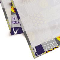 Softball is life - Softball wholecloth - patchwork sports - purple and yellow - LAD20