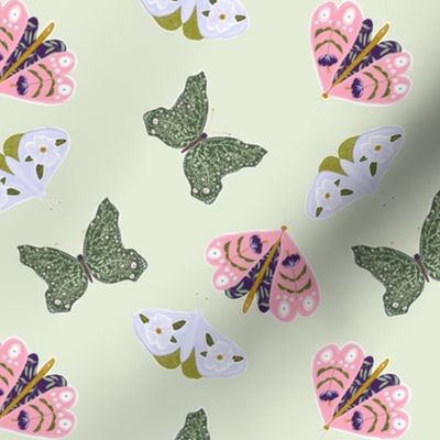6" Butterflies in Pastel Green
