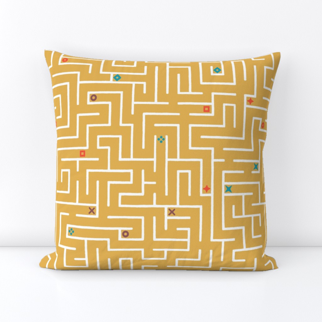 Find the way - infinite labyrinth in mustard yellow