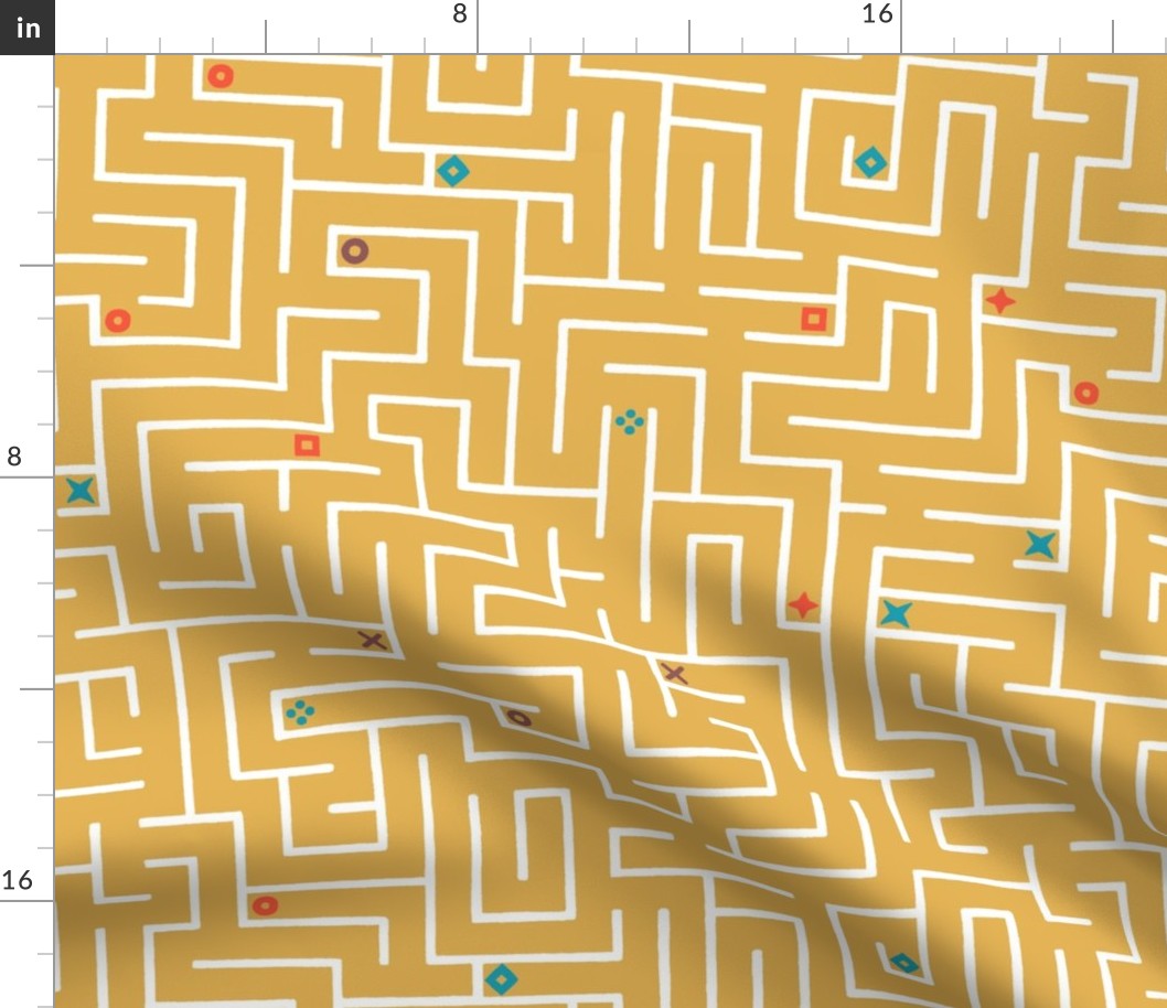 Find the way - infinite labyrinth in mustard yellow