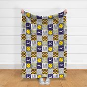 Softball patchwork - fastpitch  wholecloth - sports - purple and yellow (90) - LAD20
