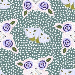 6" Lilac Florals and Butterflies in Botanical Green