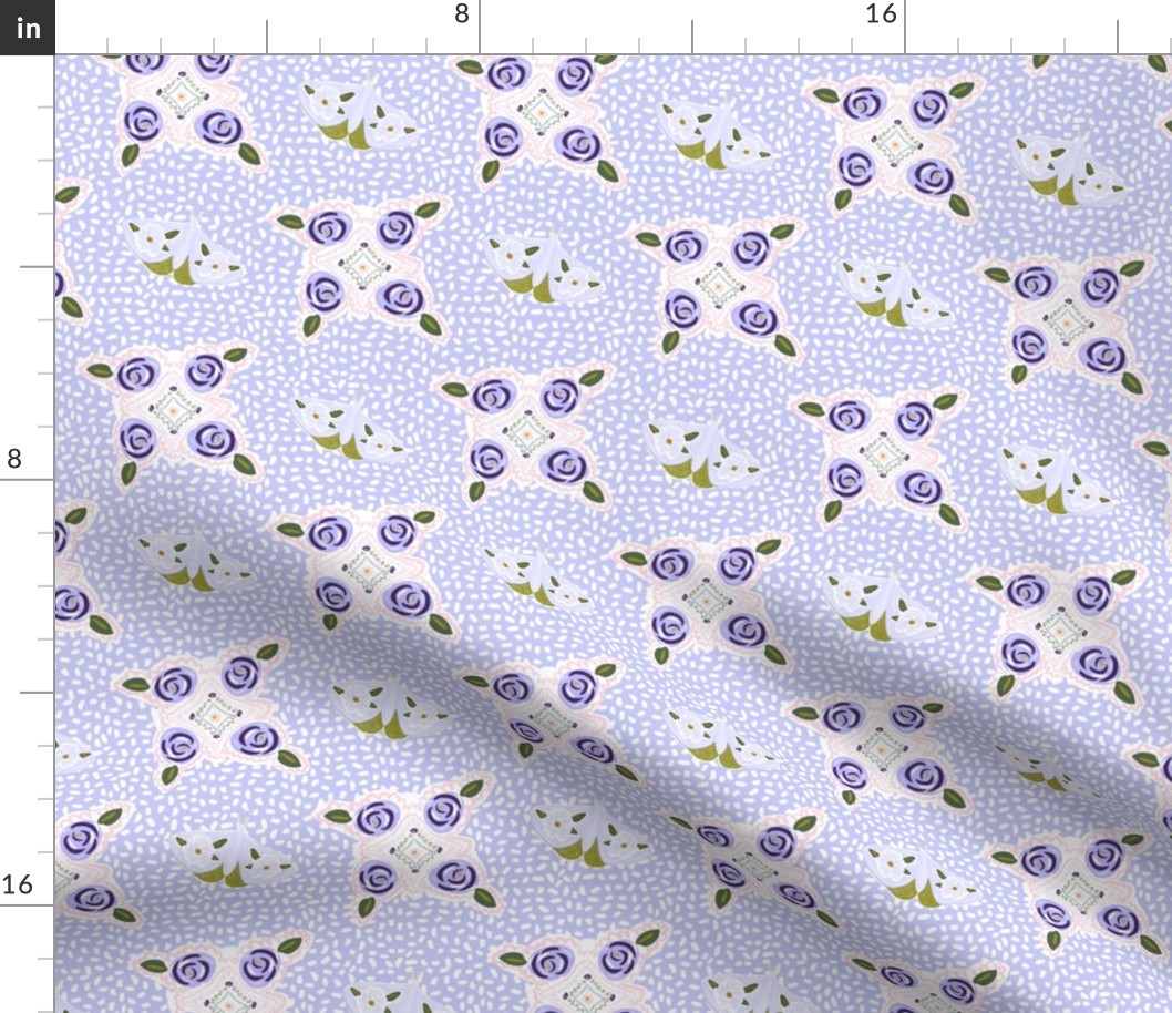 6" Lilac Florals and Butterflies in Lilac Back