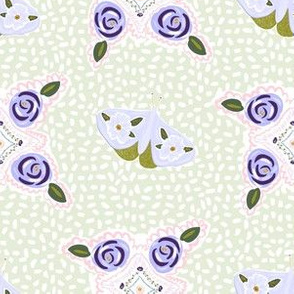 6" Lilac Florals and Butterflies in Pastel Green