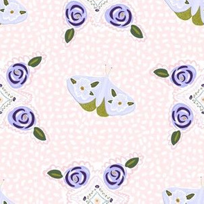6" Lilac Florals and Butterflies in Pink Back