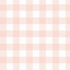.75" Shell Pink Gingham: Pastel Copper Pink Gingham, Small Check