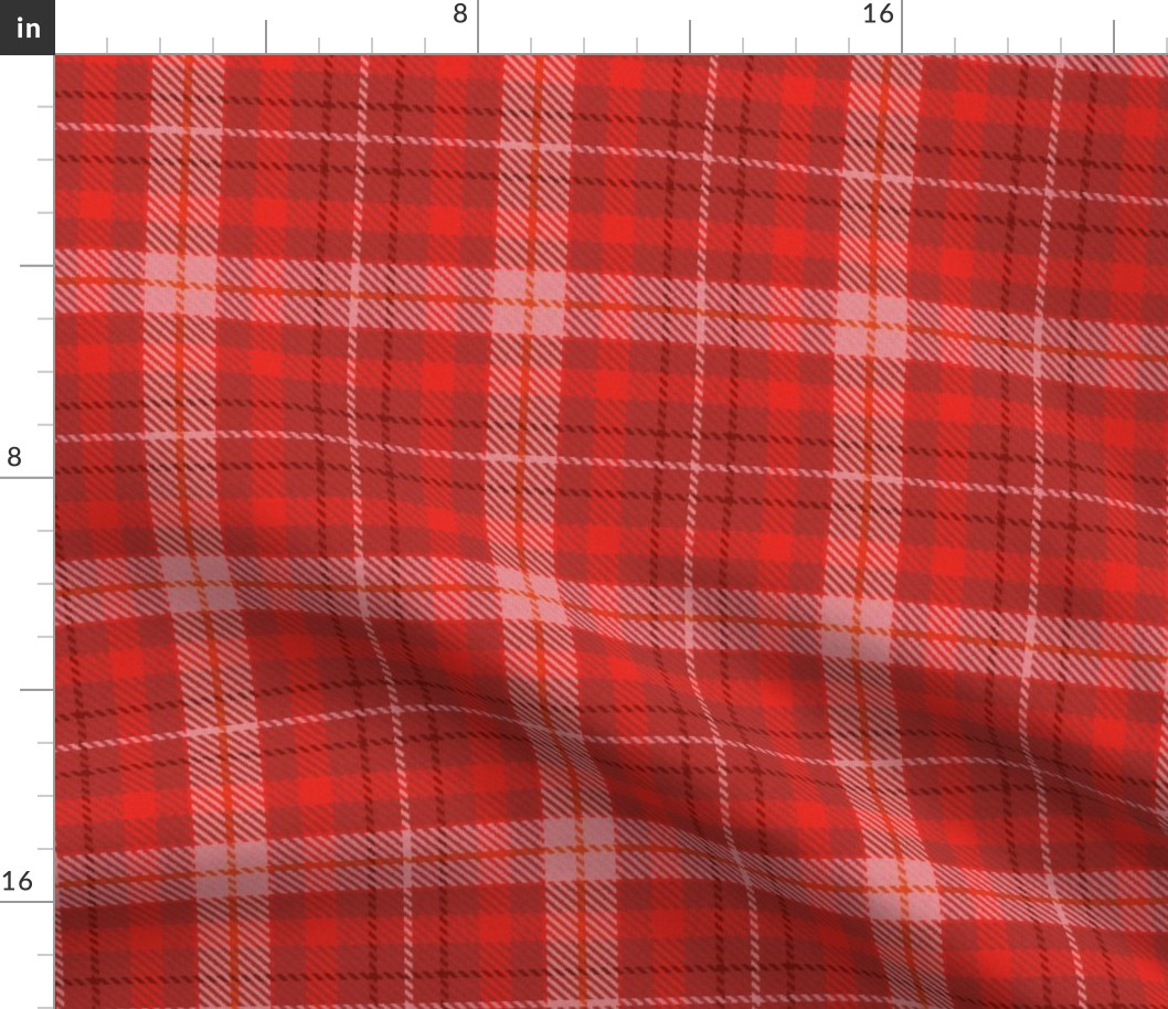 Thin Cross Line Plaid in Monochrome Red