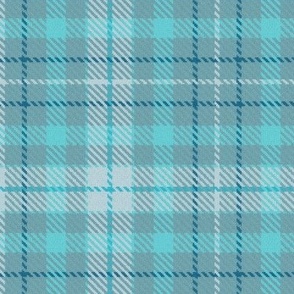 Thin Cross Line Plaid in Monochrome Turquoise Blue