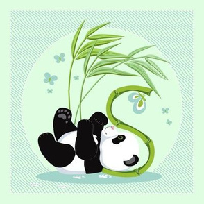 The letter S and Panda, light green background