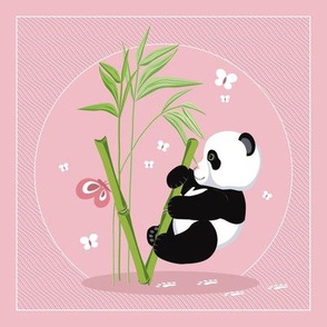The letter V and Panda, pink background