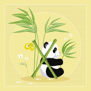 The letter X and Panda, yellow background